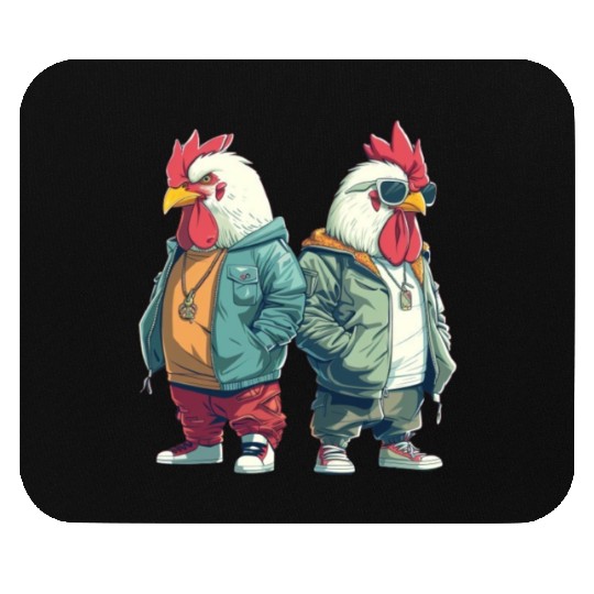 Trendy streetwear on fashionable chicken Mouse Pads