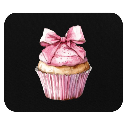 Cupcake with a pink bow Mouse Pads