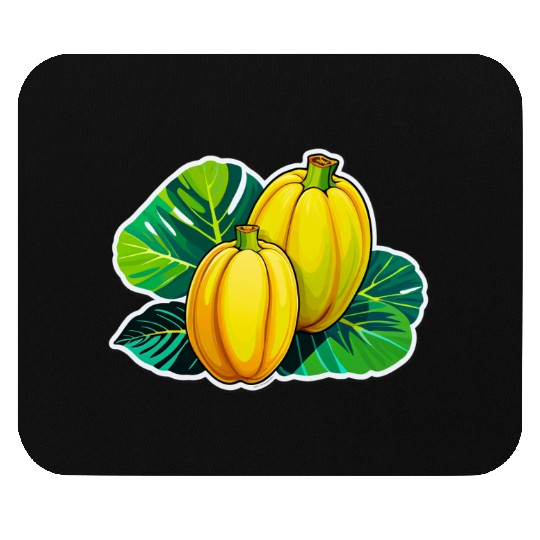 Yellow Squash with Green Leaves Illustration Mouse Pads