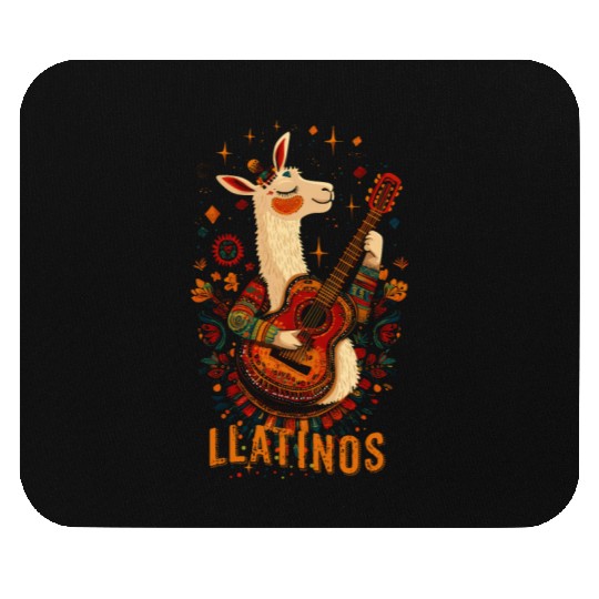 llatinos llama Playing Guitar Mouse Pads
