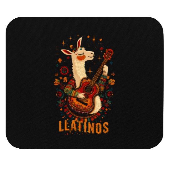 llatinos llama Playing Guitar Mouse Pads