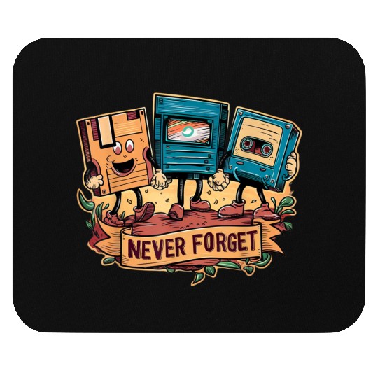 Never Forget Mens Cassette Tape VHS Gamer Old Scho Mouse Pads