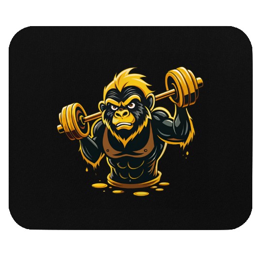 Vector illustration, gorilla lifting weights Mouse Pads