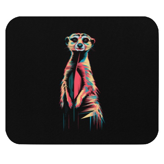 Vibrant Meerkat Illustration Neon Colors Mouse Pads