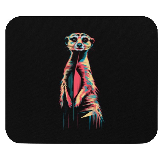Vibrant Meerkat Illustration Neon Colors Mouse Pads