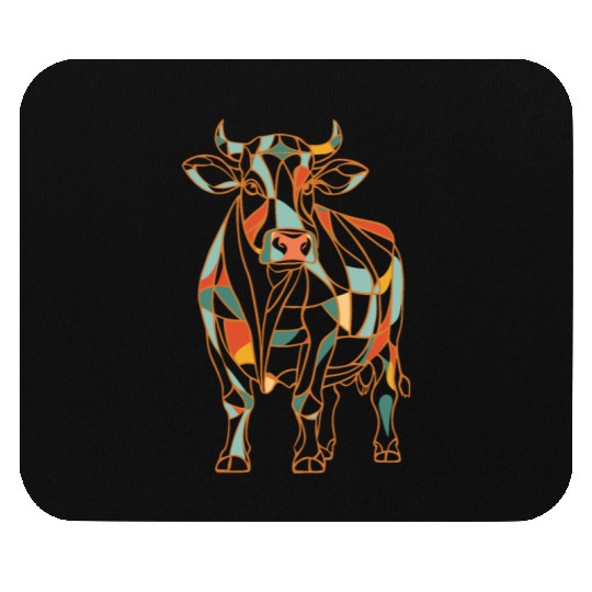 Geometric Farm Animal Graphic Vibrant Cow Mouse Pads