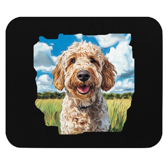 Labradoodle Field Nature Golden Doodle Watercolor Mouse Pads