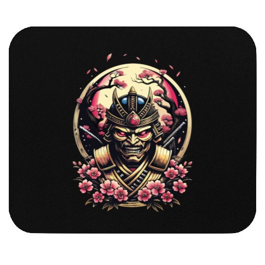 001 Samurai s Cherry Blossom Fall Mouse Pads