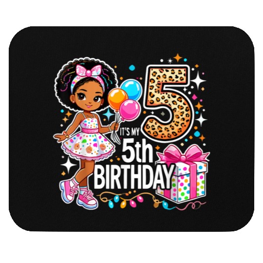 Its My 5th Birthday African American Black Girl 5 Mouse Pads