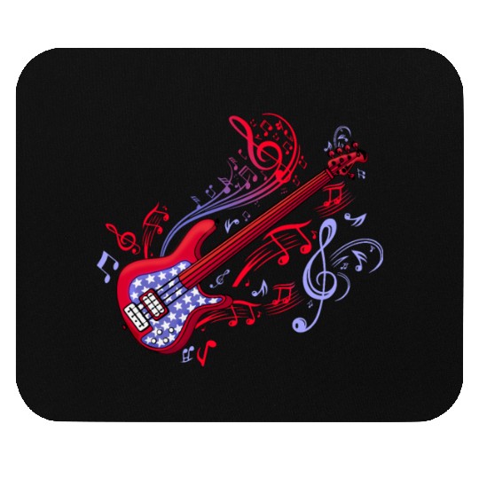 Bass Guitar Player Men Musician 4th Of July USA Mouse Pads