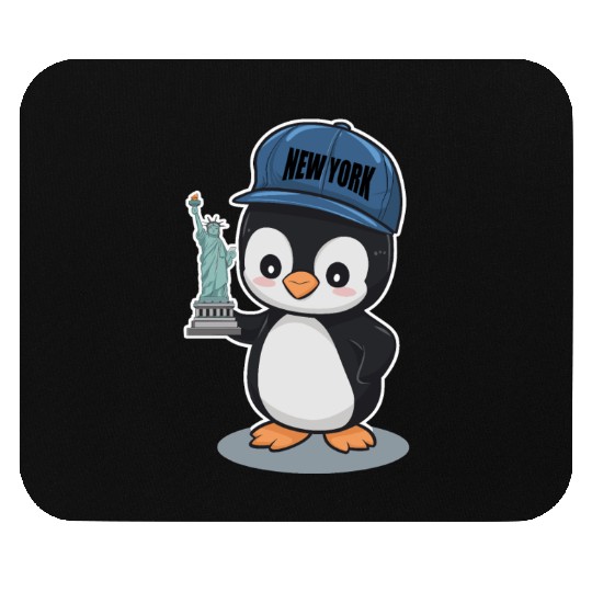 New York Penguin Holding Statue Of Liberty Mouse Pads