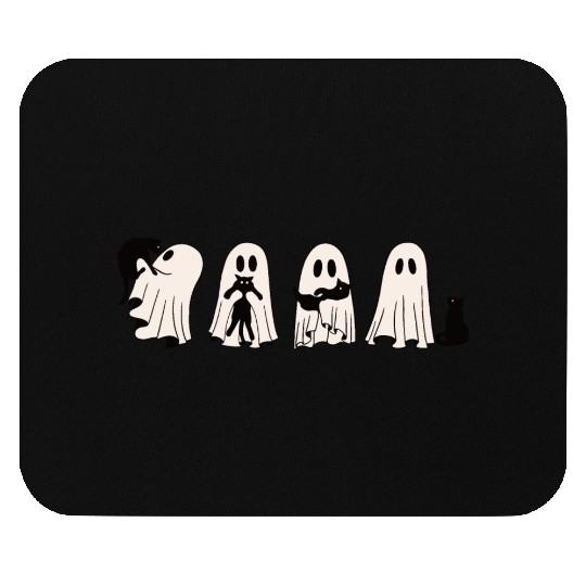 Funny Ghost Black Cat Spooky Season Trick Or Treat Mouse Pads