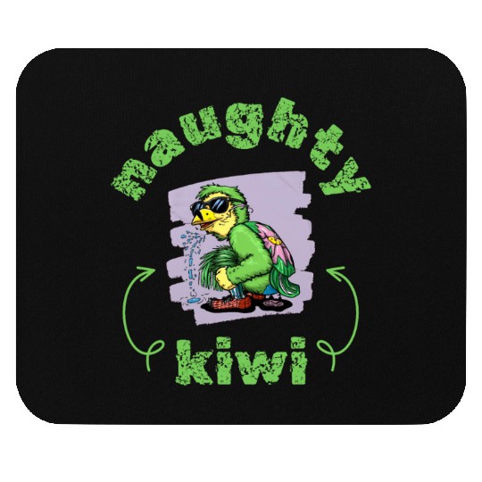 Funny naughty green kiwi bird Mouse Pads