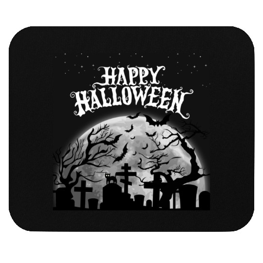 halloween cat on a graveyard Mouse Pads