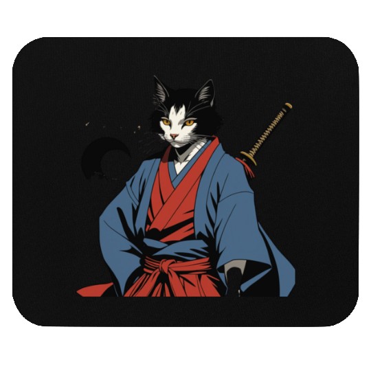Samurai Cat Mouse Pads