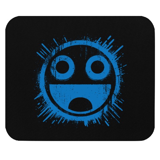 Blue Joyful Face Mouse Pads