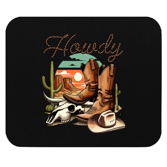 cowboy funny women hat wild western rodeo texas Mouse Pads