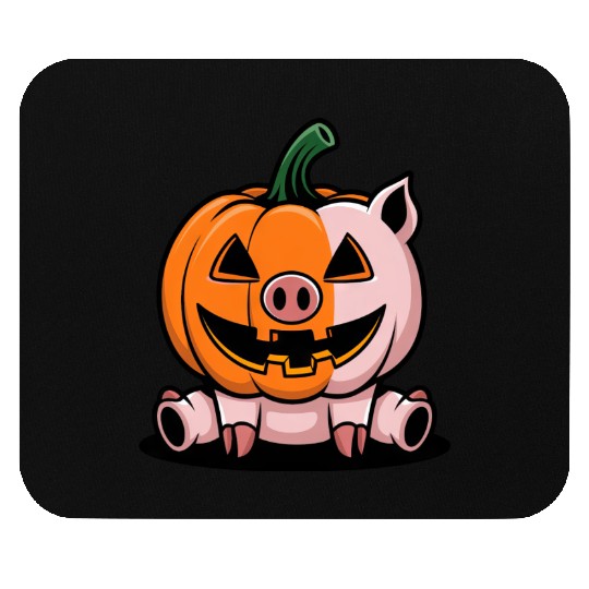 Halloween pig pumpkin comic funny whimsical Mouse Pads