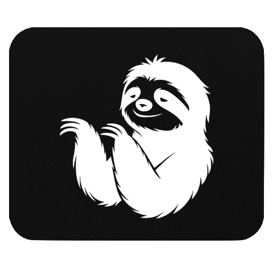 Cool sloth silhouette portrait face head Mouse Pads