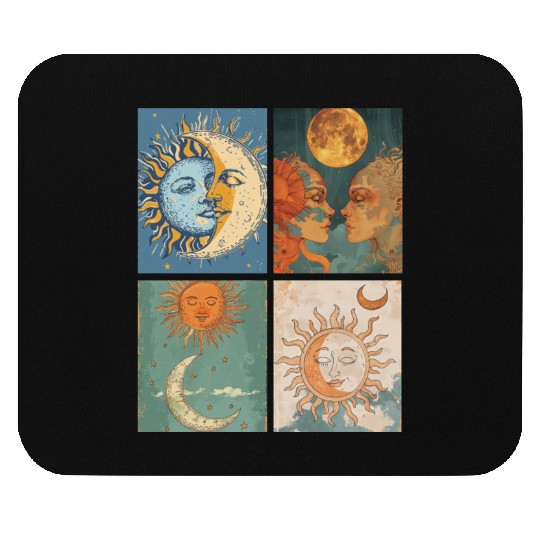Moon and Sun Tarot Card Designed Look Mouse Pads