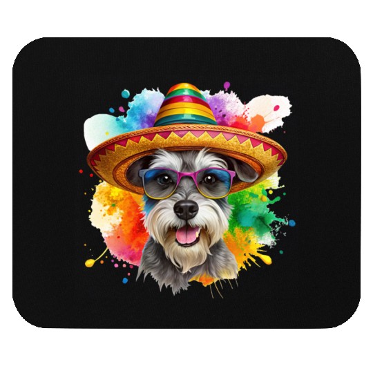 Schnauzer head, dog with glasses Mouse Pads