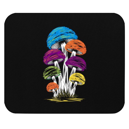 Psychedelic Rainbow Mushrooms Mouse Pads