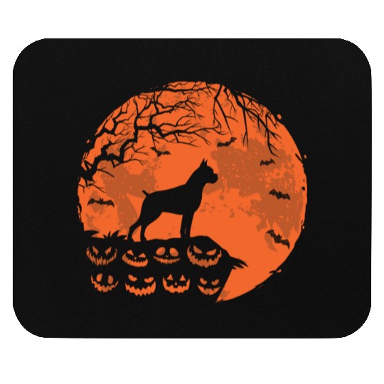 Boxer And Moon Halloween Dog Lover Gift Mouse Pads