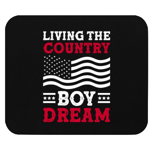 Small Town Us Flag Country Livin Boy Mouse Pads