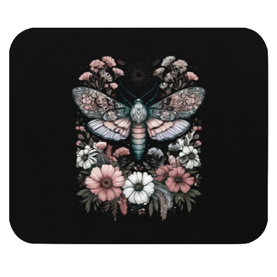 Fairycore Floral Moth Pastel Fairycore Aesthetic Mouse Pads