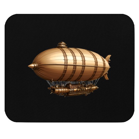 A large steampunk-style airship with bronze metal Mouse Pads