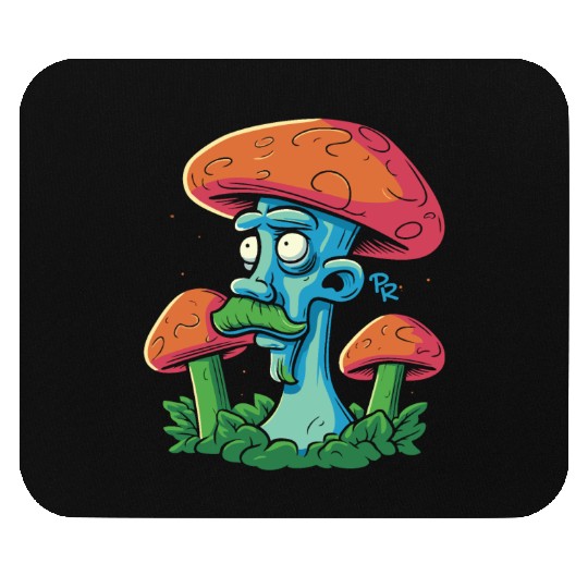 Mushroom Moustache Man – Trippy Fungi Art Mouse Pads