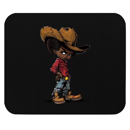 Lil Black Cowboy Mouse Pads