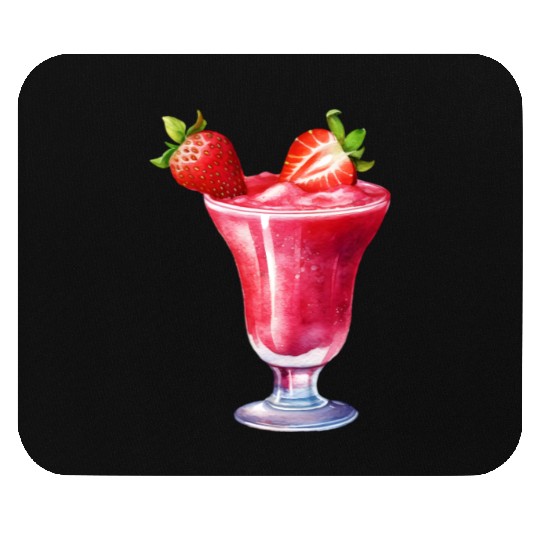 Watercolor Strawberry Cocktail Drink Mouse Pads