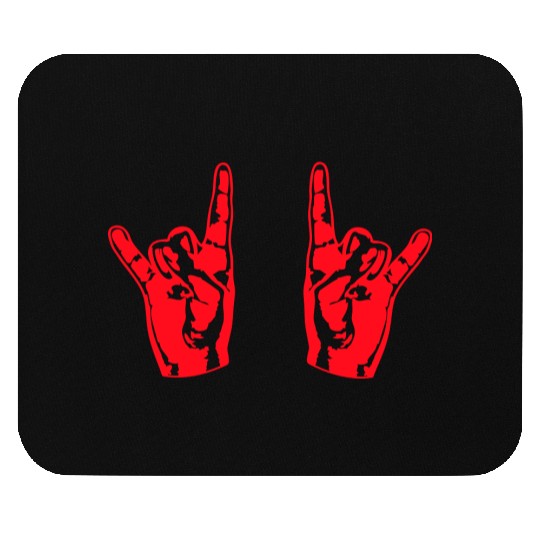 Two heavy metal hard rock horn finger hand gesture Mouse Pads