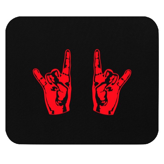 Two heavy metal hard rock horn finger hand gesture Mouse Pads