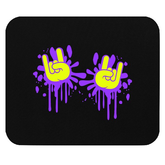 Two heavy metal graffiti horn fingers hand gesture Mouse Pads