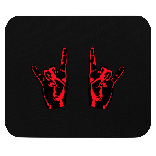 Two heavy metal hard rock horn finger hand gesture Mouse Pads