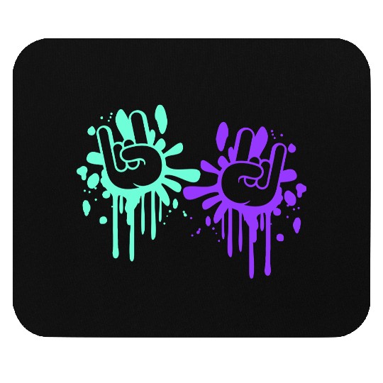 Two heavy metal graffiti horn fingers hand gesture Mouse Pads