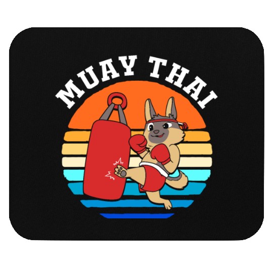 Retro Vintage 80s MMA Kickboxing Muay Thai Dog Mouse Pads
