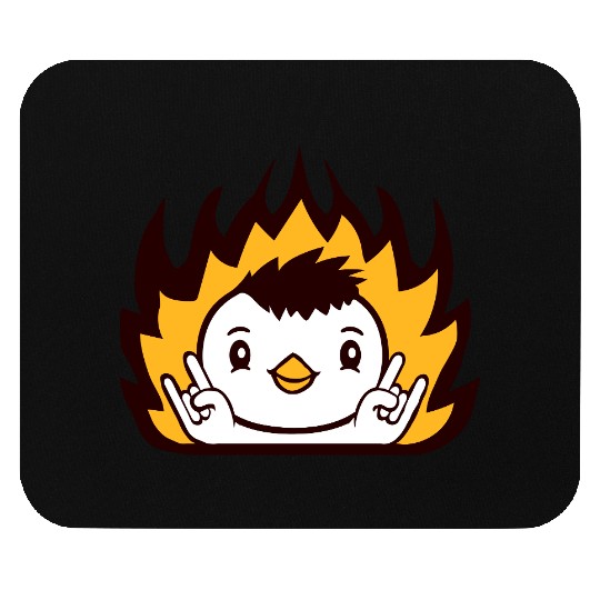 Fire Heavy Metal Duck Bird Chick Rock Hand Gesture Mouse Pads