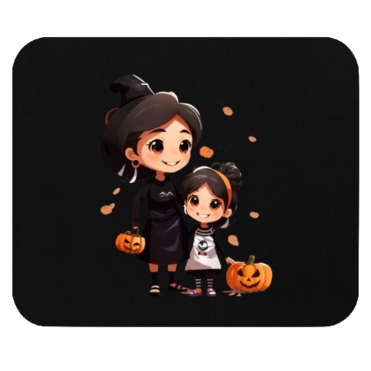 Mother and Daughter Halloween Trick-or-Treat Fun Mouse Pads