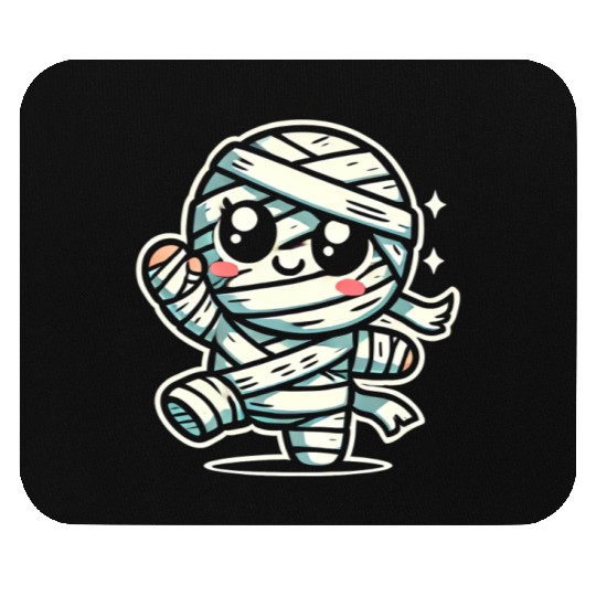 Adorable Kawaii Mummy Running Halloween Fun Design Mouse Pads