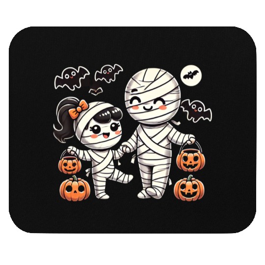 Kawaii Mummy Family Trick-or-Treat Halloween Fun Mouse Pads