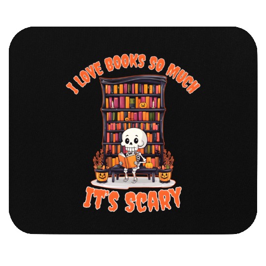 Halloween skeleton book lover reading adults Mouse Pads