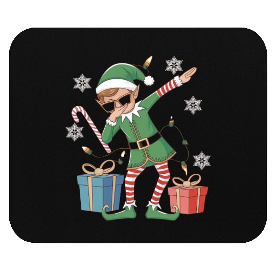 Dabbing Elf with Candy Cane and Gifts Mouse Pads