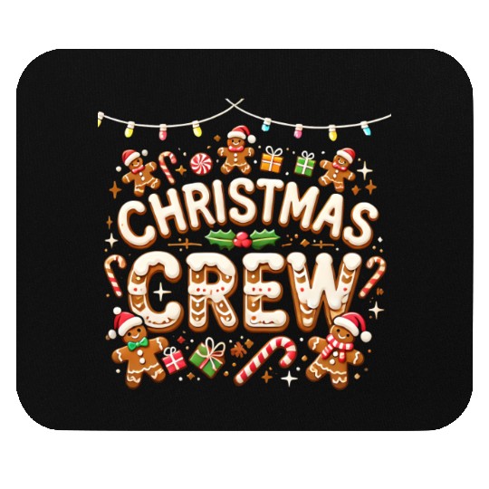 Gingerbread Christmas Crew with Candy and Gifts Mouse Pads