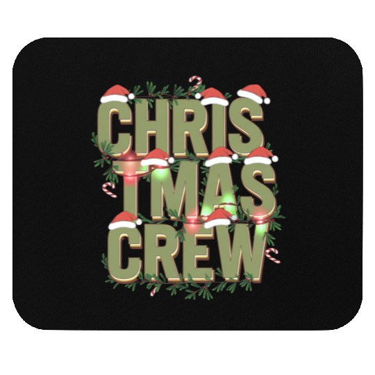 Christmas Crew with Santa Hats and Candy Canes Mouse Pads