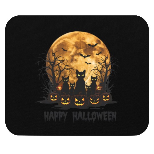 Midnight Cats: Spooky Halloween Night Mouse Pads