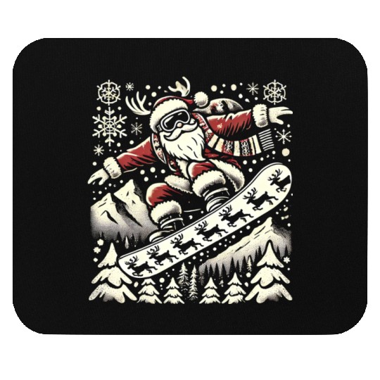 Snowboarding Santa Winter Wonderland Christmas Fun Mouse Pads