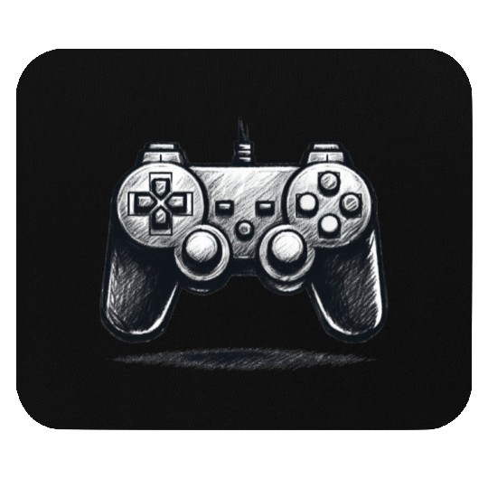 Gamer Controller Cartoon Charcoal Gaming Art Mouse Pads